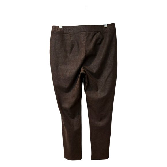 Faux Suede Chocolate Brown Chico’s Pull On Pants Size Medium - Picture 2 of 9